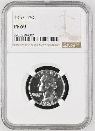 1953年ワシントンクォーター NGC PF69 ブリリアントホワイト スポットレス PR69