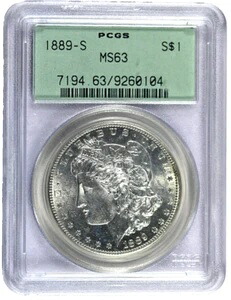 1889-S PCGS MS63 モルガン銀貨、オールドグリーンホルダー入り - 素晴らしいコイン!!!｜WORLD RESOURCE【KING店】