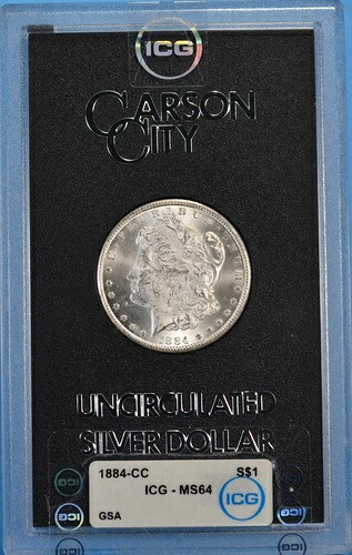 1884-CC GSA モーガン $1 ICG MS-64 オリジナルボックスとCOA付き 宝石#2のように見えるプルーフ｜WORLD RESOURCE【KING店】