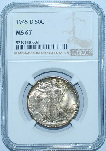 1945年 D NGC MS67 ウォーキング・リバティ・ハーフダラー