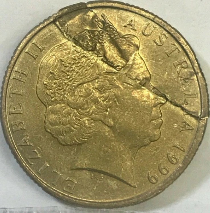 オーストラリア 1999年 1ドル PCGS MS63 「ラミネート剥離の重大なエラー」 希少