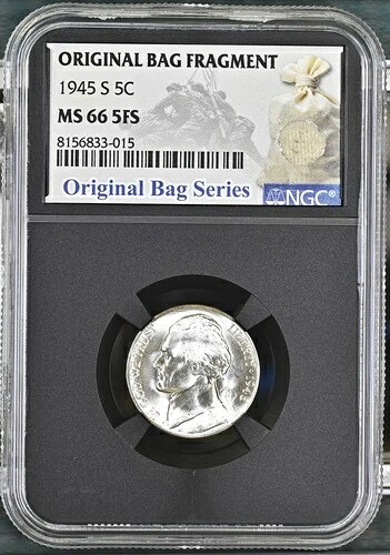 1945年 S ジェファーソンニッケル NGC MS-66 5FS オリジナルバッグシリーズ レリックラベル 3015｜WORLD RESOURCE【KING店】