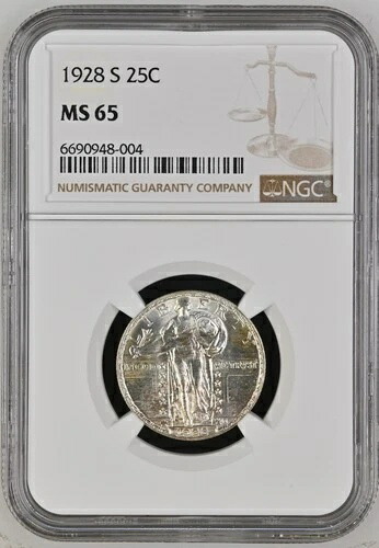1928年 S クォータードル スタンディングリバティクォーター NGC MS-65
