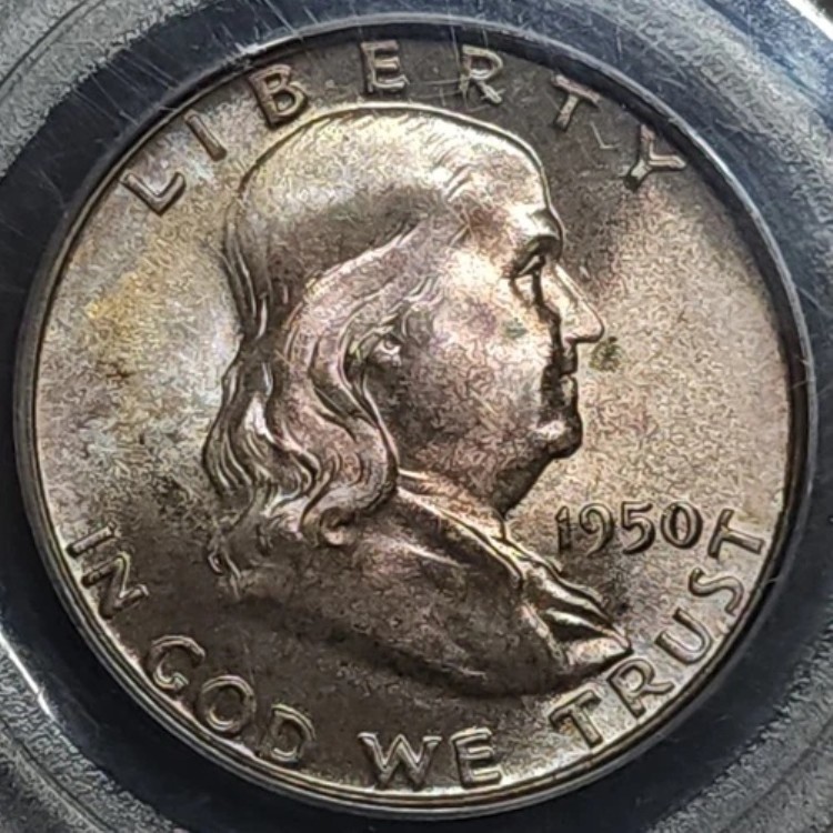 1950年 フランクリンシルバー ハーフドル PCGS MS66 FBL 素晴らしい色調と美しい外観