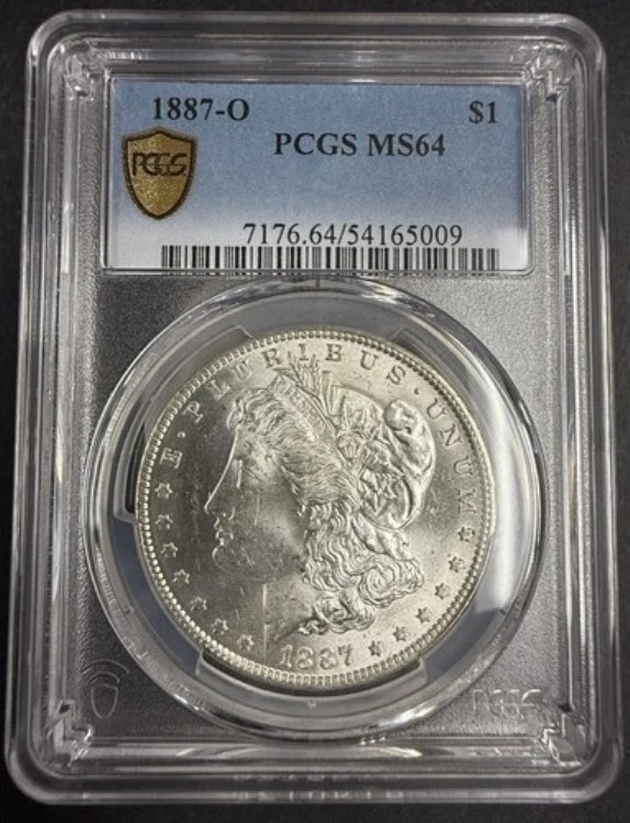 1887-O モルガン銀貨、MS64、PCGSゴールドシールド（10457）