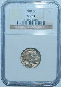 1918 P NGC MS64 バッファローニッケル
