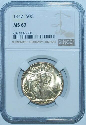 1942年 NGC MS67 ウォーキング・リバティ・ハーフダラー
