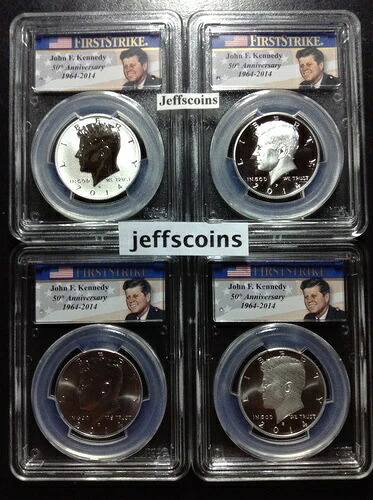 2014 P D S W シルバー ケネディ ハーフ PCGS PR70 MS70 4枚セット リバースプルーフ SP 50周年