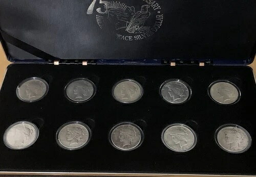 (1922-1934) ピースシルバードル 1ドル - 10ドルコインショートセット ヴィンテージコレクターケース入り