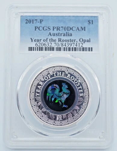 2017-P オーストラリア 1ドル オパール 酉年 PCGS PR70DCAM - U135