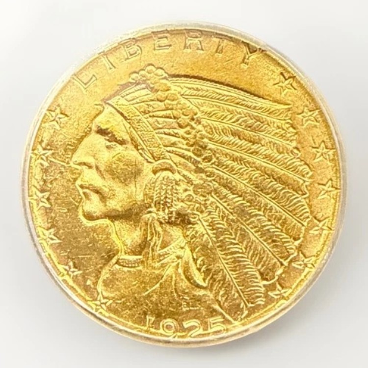 1925 D UNC BU MS62 ゴールド インディアン $2.50 コイン クォーター イーグル ICG MS 62 素晴らしい光沢!