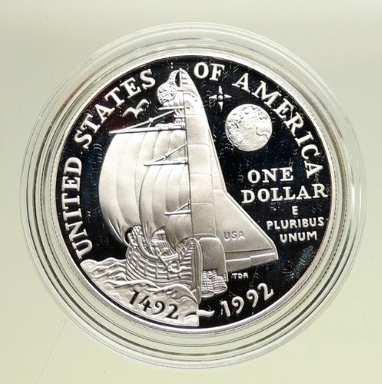 1992年 P アメリカ コロンバス NASA スペースシャトル プルーフ シルバードルコイン i95087