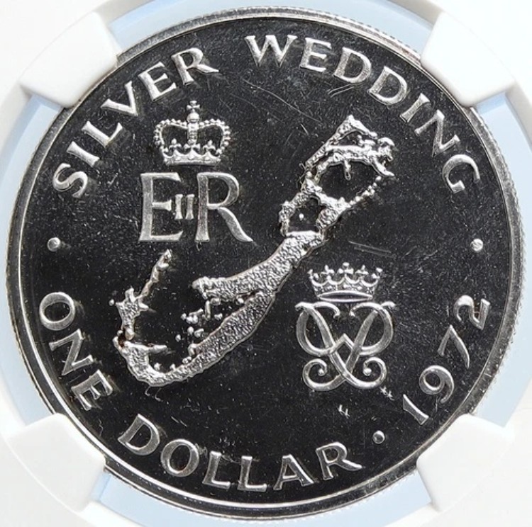 1972年 バミューダ エリザベス2世フィリップ結婚記念プルーフ銀貨 1ドル NGC i105780 239,085円