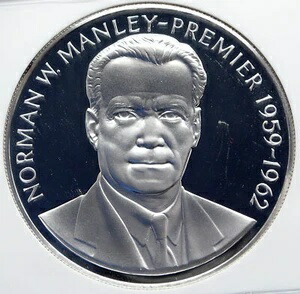 1971年 ジャマイカ プルーフ 巨大 4.5cm プレミア ノーマン W マンリー シルバー 5ドルコイン NGC i85806 239,085円