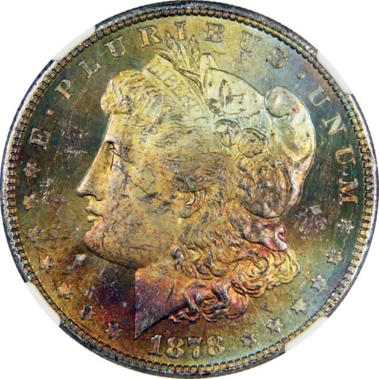1878-P 8TF モルガン銀貨 - 日付良好！ モンスタートナー！ 表面はほぼPL！