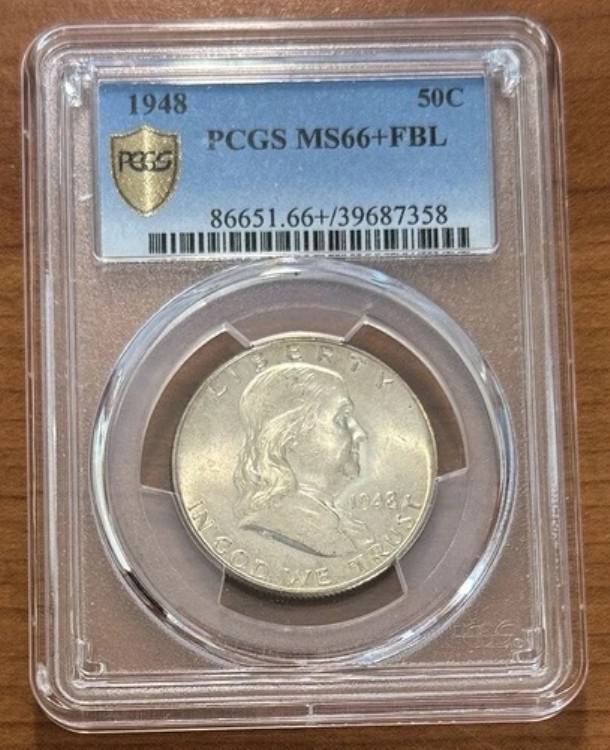 1948年 PCGS MS66+FBL フルベルライン フランクリン ハーフダラー