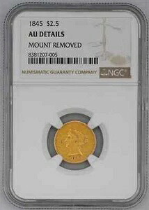 1845-P $2.5 リバティヘッド アメリカ合衆国 90% 金貨 NGC認定 AU 詳細
