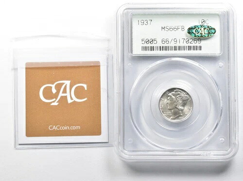 1937年 マーキュリーダイム MS66 FB PCGS OGH ゴールド CAC *8442