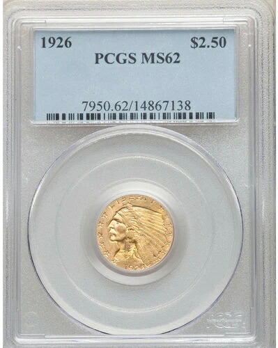 1926年インディアンヘッド 2.5ドル クォーターイーグルゴールド PCGS MS62