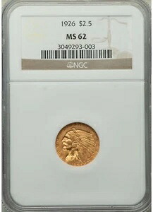 1926年インディアンヘッド 2.5ドル クォーターイーグルゴールド NGC MS62