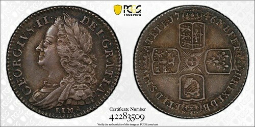 1746年 イギリス 6D 6ペンス シックスペンス LIMA S-3710A PCGS AU58 KM# 582.3