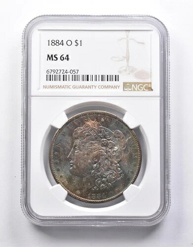 MS64 1884-O モルガン銀貨 NGC 美しい色調 *6741