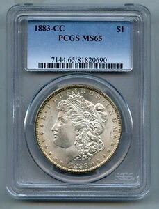 1883年CCモルガン銀貨 PCGS MS 65