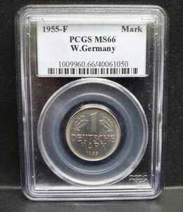 1955-F 西ドイツ ドイツマルク PCGS MS66 - 希少なトップ・オブ・ポピュレーショングレード
