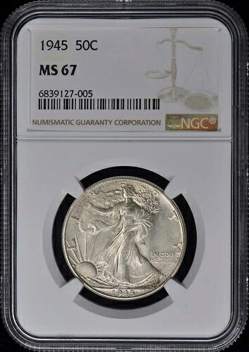 1945年ウォーキング・リバティ・ハーフダラー 50セント NGC MS67