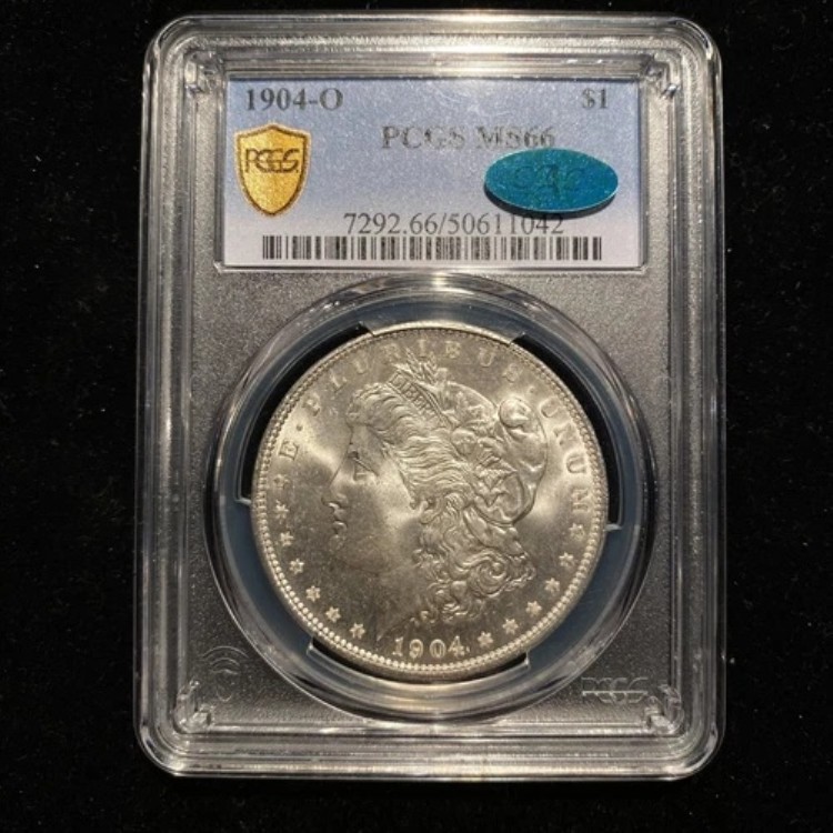 1904年 O モルガン・ダラー PCGS MS66 CAC シルバー S$1 チョイス 未流通 BU ブラストホワイト