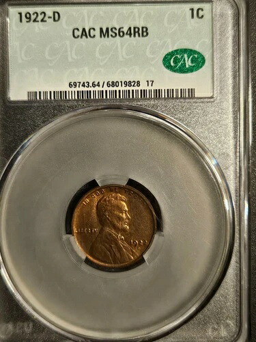 1922-D リンカーンセント * CAC MS64RB * 発行枚数 7,160,000枚 230,670円
