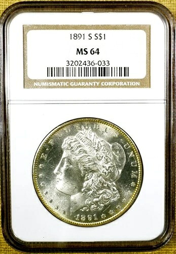 1891-S NGC MS64 モルガン・ダラー - 輝く光沢