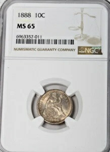 1888年 座像ダイム：NGC MS65