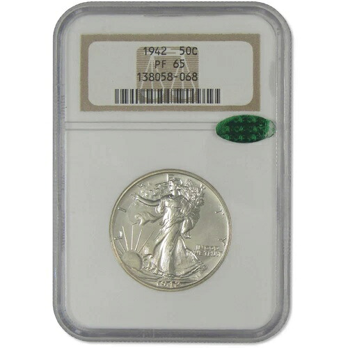 1942年 リバティウォーキング ハーフダラー PF 65 NGC CAC シルバー プルーフ 50セントコイン 230,670円