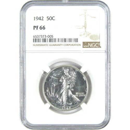 1942年 リバティウォーキング ハーフダラー PF 66 NGC シルバー 50セント プルーフコイン