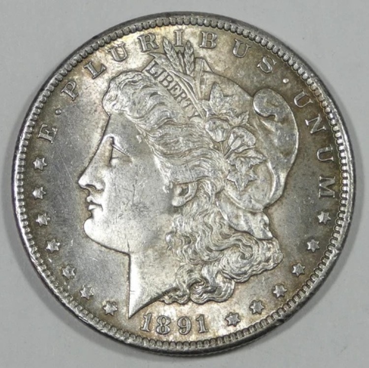 1891年-CC モルガン銀貨 ブリリアント 未流通 表面下部にヘアライン入り