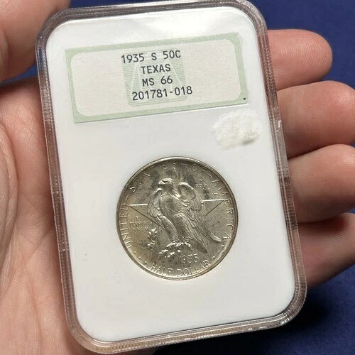1935-S テキサス 50セント記念ハーフドル NGC MS66 オールドファッティホルダー グリーンラベル
