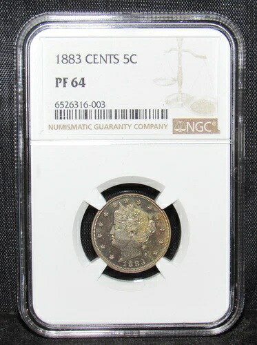 1883年製 セント表示付き リバティニッケル NGC PF 64