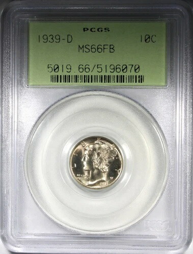 1939-D マーキュリーダイム PCGS MS66FB フルバンド OGH オールドグリーンホルダー 66,550円
