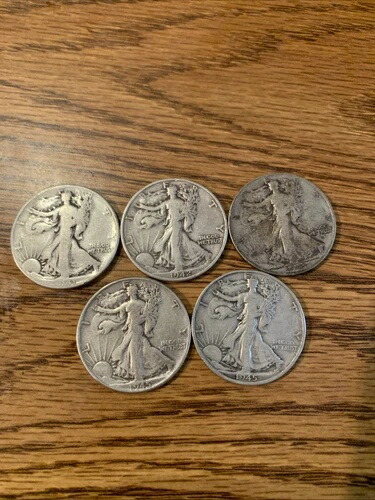 【年号揃え/1945年】ウォーキングリバティ銀貨 6枚セット 年号揃え/1945年】ウォーキングリバティ銀貨 6枚セット