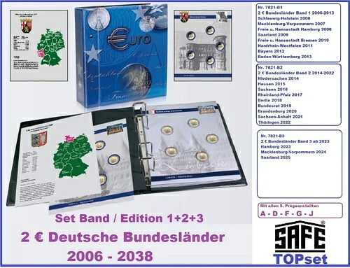 コインアルバム-2-ユーロ-ドイツ-州-トップセット-2006-2025-SAFE-7821-B1-&-B2-&-B3-