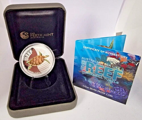 銀貨：オーストラリア 2011年 プルーフ シーライフ II、タイマイ - 1/2オンス ファインシルバー -