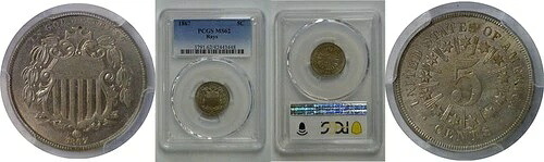 1867年レイズシールドニッケルPCGS MS-62｜WORLD RESOURCE【KING店】