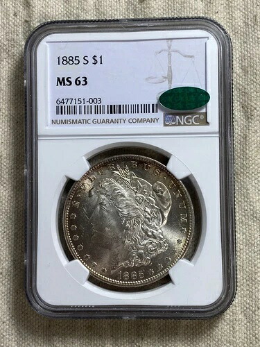 1885-S 1ドル モルガン銀貨 NGC MS63 CAC承認 良品日 軽い変色あり｜WORLD RESOURCE【KING店】