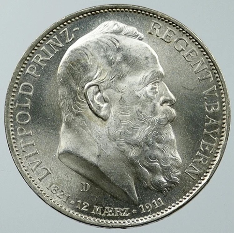 1911年 D ドイツ バイエルン オットー1世 ルイトポルト公 オールドシルバー 3マルクコイン i116630｜WORLD RESOURCE【KING店】