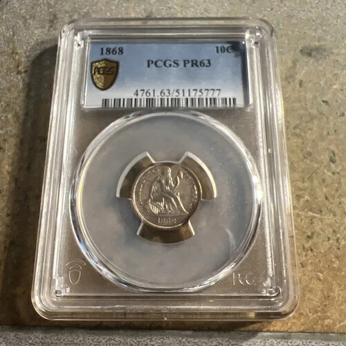 1868年 自由の女神像 ダイムプルーフ コイン PCGS PR63 希少 少量発行 金の盾 J-600｜WORLD RESOURCE【KING店】