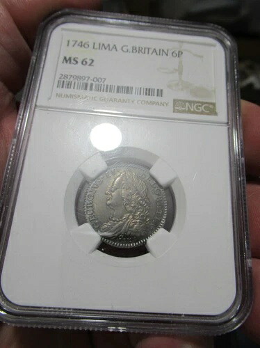 希少 1746年 リマ 英国 6ペンス NGC MS-62 ハイグレード｜WORLD RESOURCE【KING店】