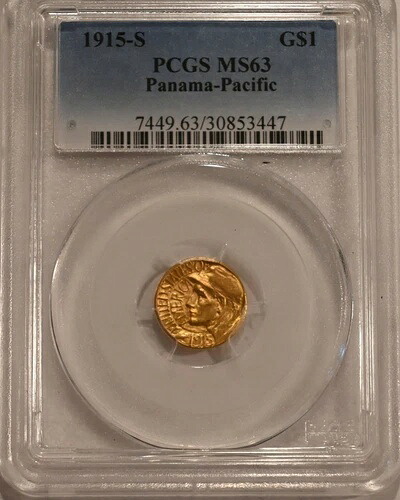 1915年 S パナマ・パシフィック PAN PAC ゴールド 1ドル $1 PCGS MS63 未使用