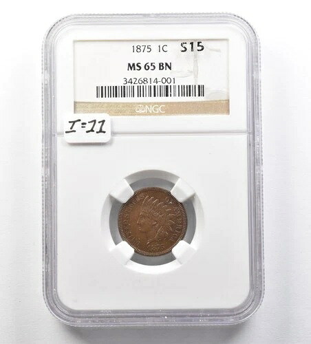 1875年インディアンヘッドセント MS65 BN NGC S15 I\u003d11 *3466