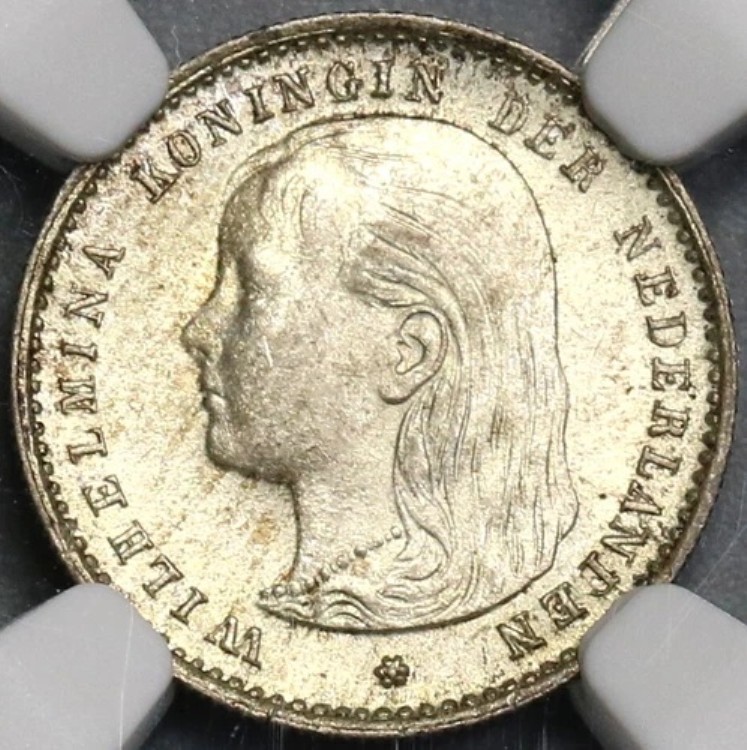 1895 NGC MS 64 オランダ 10セント キー ウィルヘルミナ シルバー コイン (19041801C)｜WORLD RESOURCE【KING店】